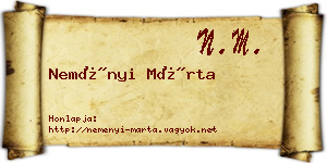 Neményi Márta névjegykártya