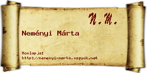 Neményi Márta névjegykártya